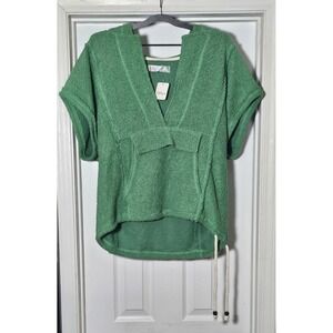 Free People Beach Leon Hoodie French Terry Size Large Holly Green NWT